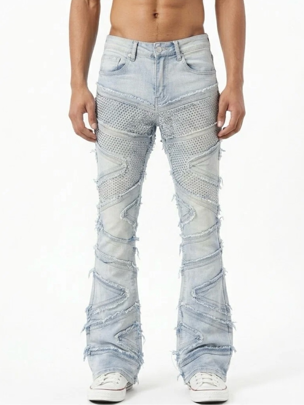 PJMARK RHINESTONE STACKED FLARE JEAN